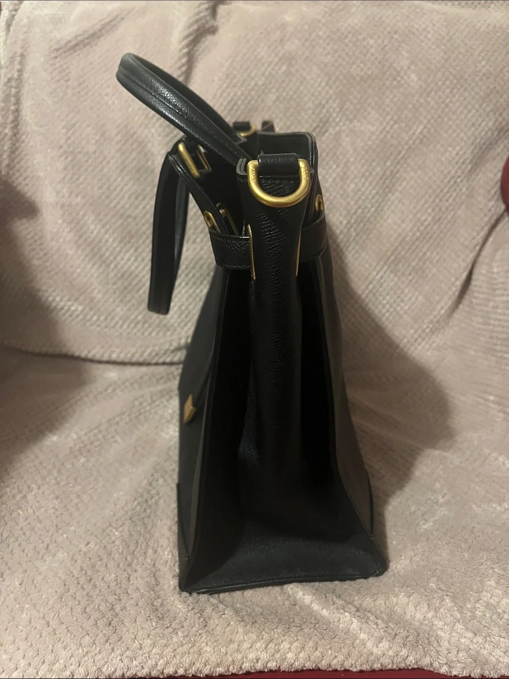 Bean Pole Leather Tote Bag with Gold Hardware